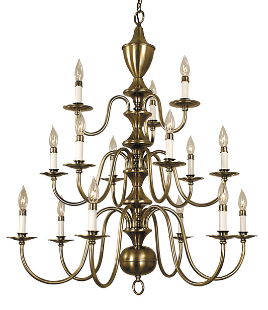 Framburg 15-Light Antique Brass Jamestown Foyer Chandelier 2527-AB