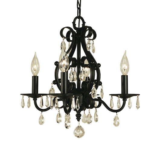 Framburg 4-Light Matte Black Liebestraum Mini Chandelier 2984-MBLACK