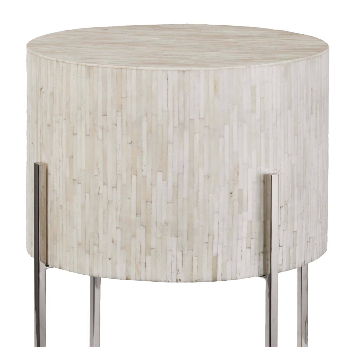 Regina Andrew Bone Drum Table in Polished Nickel