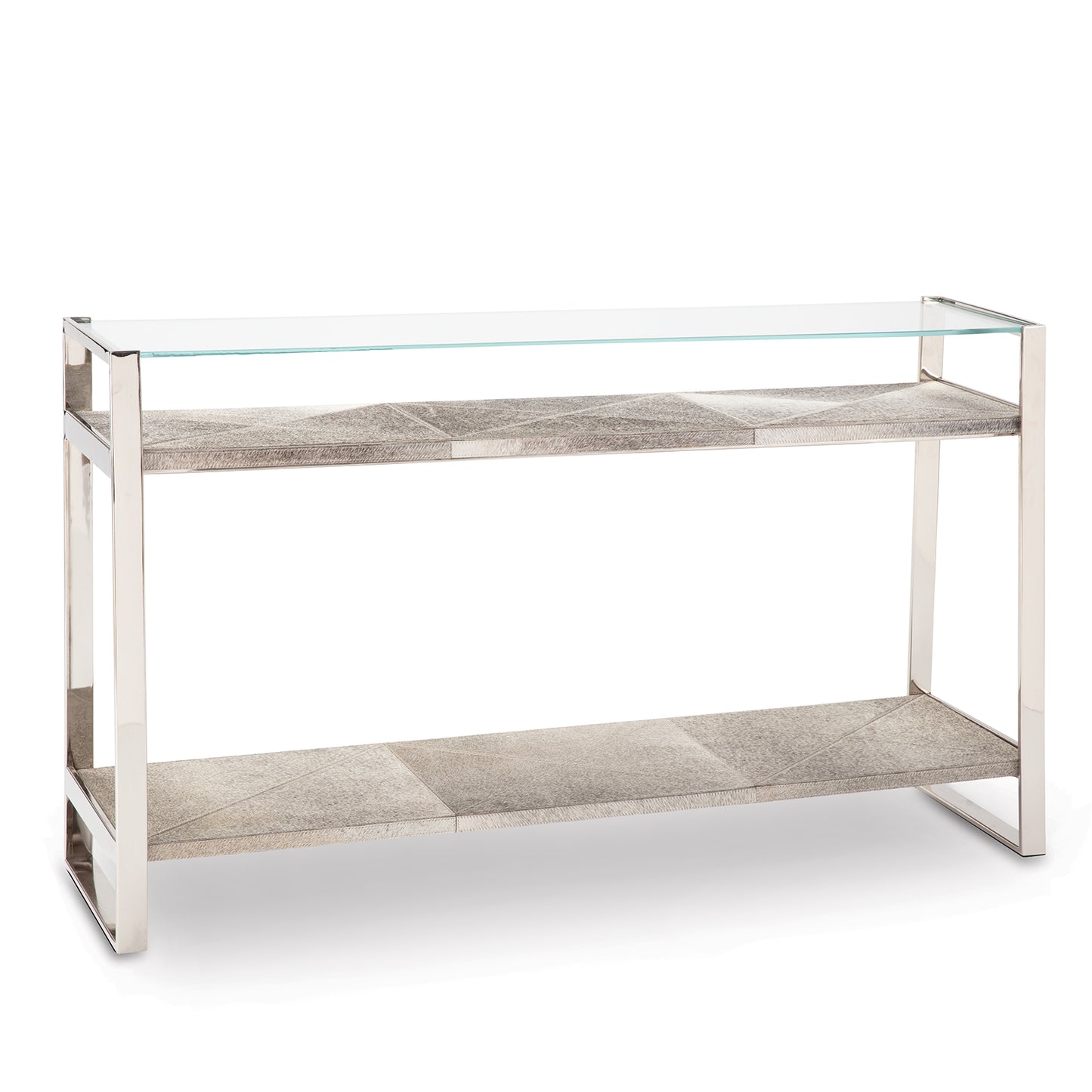 Regina Andrew Andres Hair on Hide Console Large in Polished Nickel