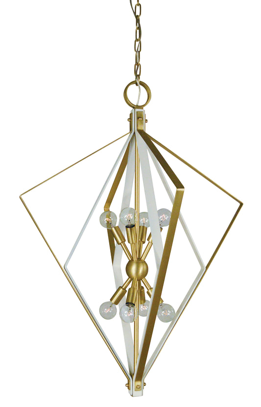 Framburg 8-Light Satin Brass Satin White Zoe Chandelier 3020-SB-SW