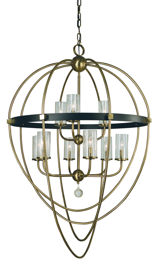 Framburg 9-Light Antique Brass Matte Black Margaux Chandelier 3049-AB-MBLACK