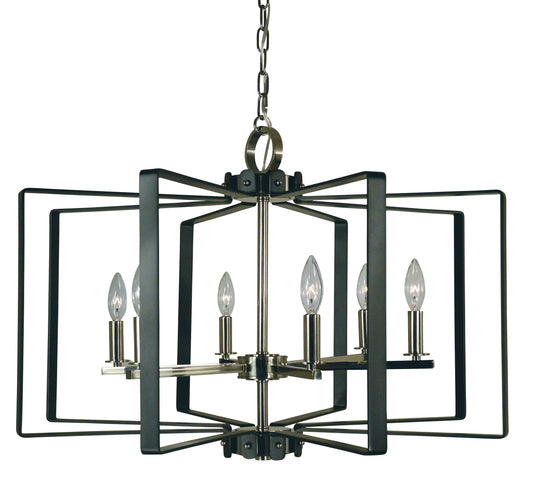 Framburg 6-Light Polished Nickel Matte Black Camille Chandelier 3055-PN-MBLACK