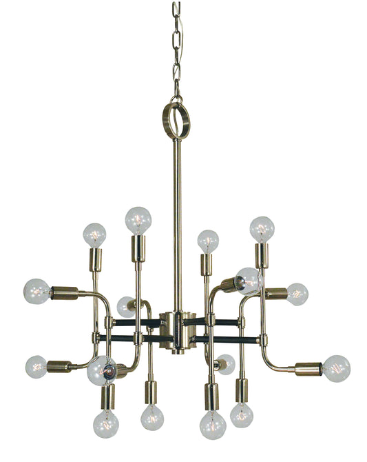 Framburg 16-Light Polished Nickel Matte Black Fusion Chandelier 3056-PN-MBLACK