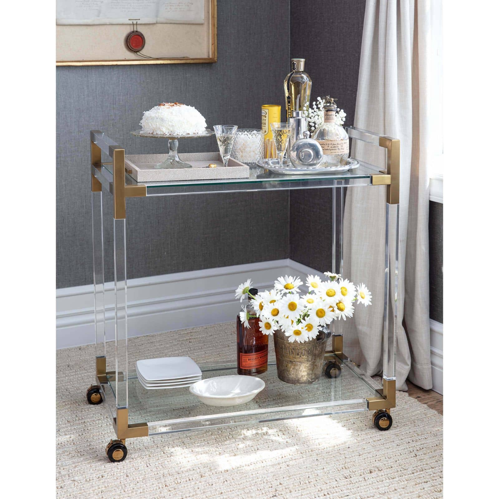 Regina Andrew Americano Bar Cart in Natural Brass