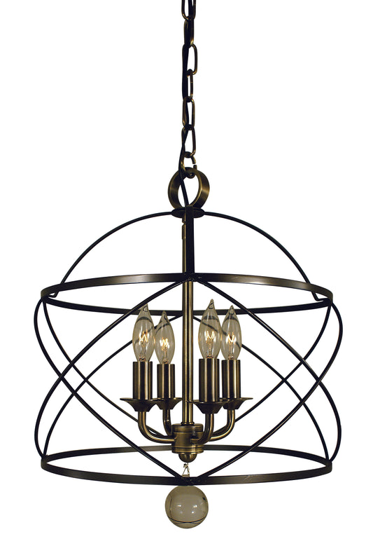 Framburg 4-Light Mahogany Bronze Antique Brass Nantucket Chandelier 4414-MB-AB