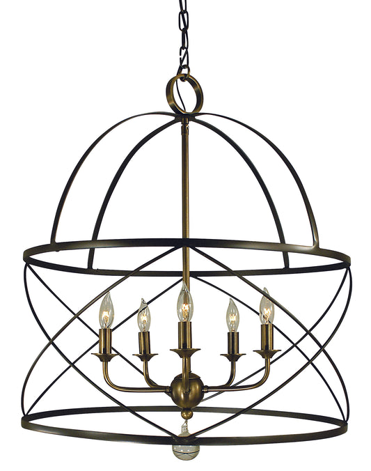 Framburg 5-Light Mahogany Bronze Antique Brass Nantucket Chandelier 4415-MB-AB