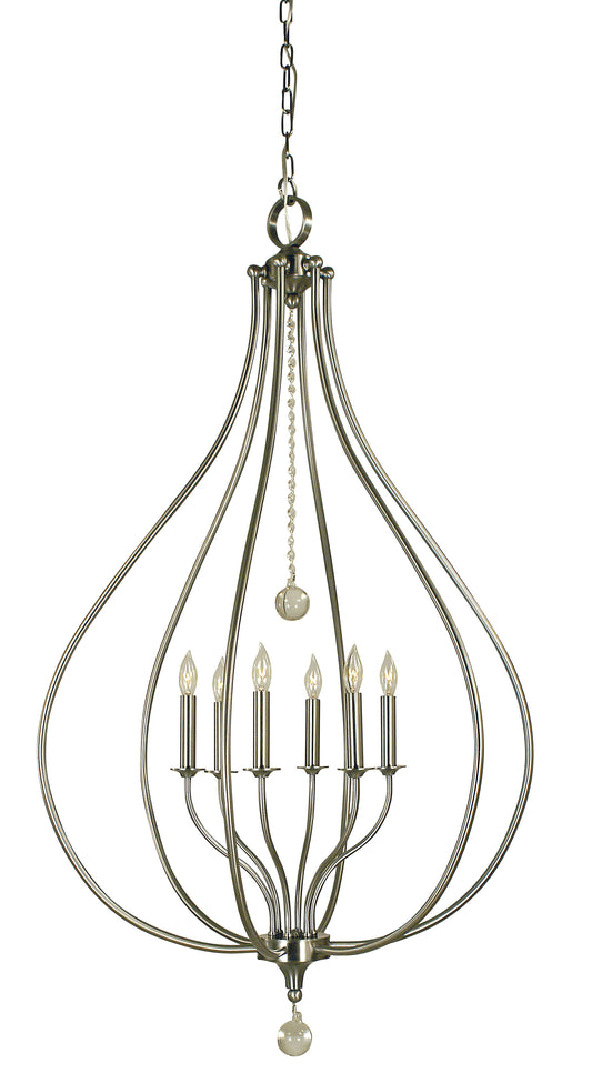 Framburg 6-Light Brushed Nickel Dewdrop Pendant 4446-BN