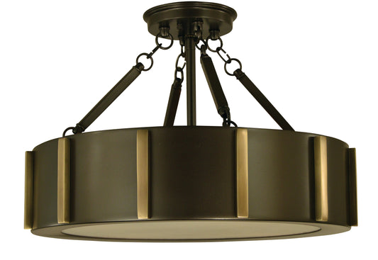 Framburg 4-Light 16" Mahogany Bronze Antique Brass Pantheon Flush Mount 4592-MB-AB