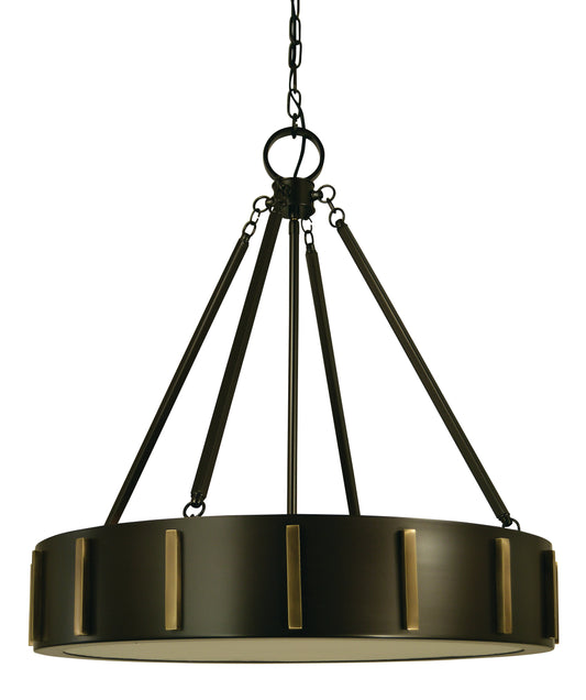 Framburg 4-Light 23" Mahogany Bronze Antique Brass Pantheon Pendant 4594-MB-AB