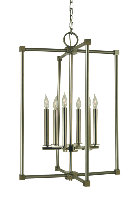 Framburg 6-Light Brushed Nickel Polished Nickel Lexington Chandelier 4606-BN-PN