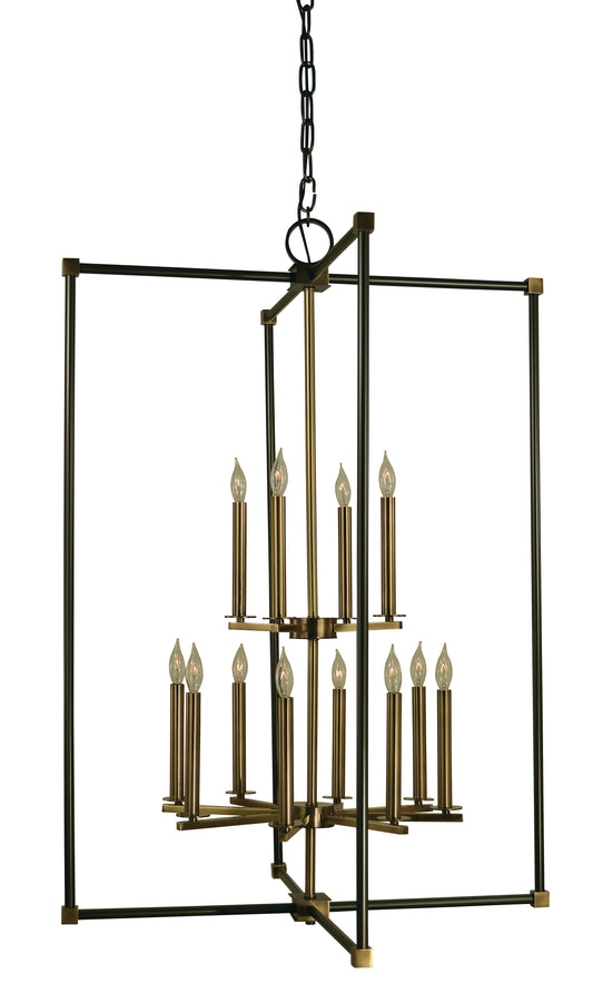 Framburg 12-Light Mahogany Bronze Antique Brass Lexington Chandelier 4610-MB-AB