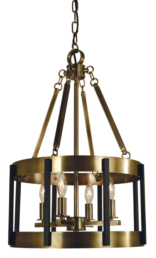 Framburg 4-Light Antique Brass Matte Black Pantheon Pendant 4664-AB-MBLACK