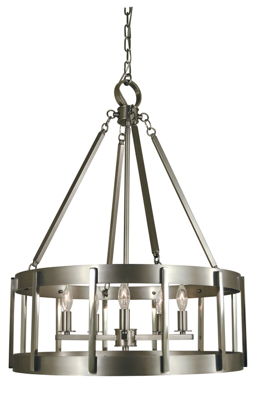 Framburg 5-Light Satin Pewter Polished Nickel Pantheon Pendant 4665-SP-PN