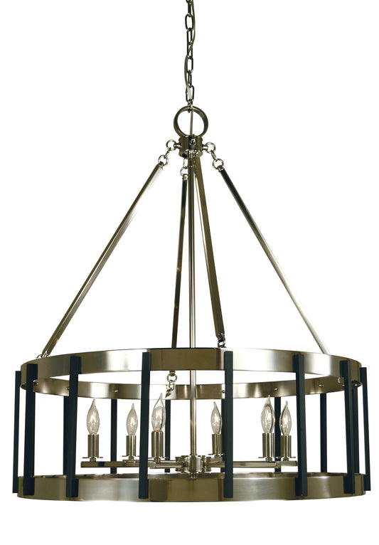 Framburg 6-Light Polished Nickel Matte Black Pantheon Pendant 4668-PN-MBLACK