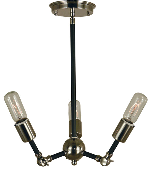 Framburg 3-Light Polished Nickel Matte Black Felix Chandelier 4683-PN-MBLACK