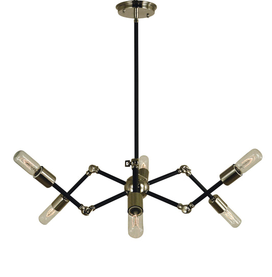 Framburg 6-Light Polished Nickel Matte Black Felix Chandelier 4686-PN-MBLACK