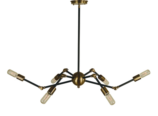 Framburg 6-Light Antique Brass Matte Black Felix Island 4688-AB-MBLACK