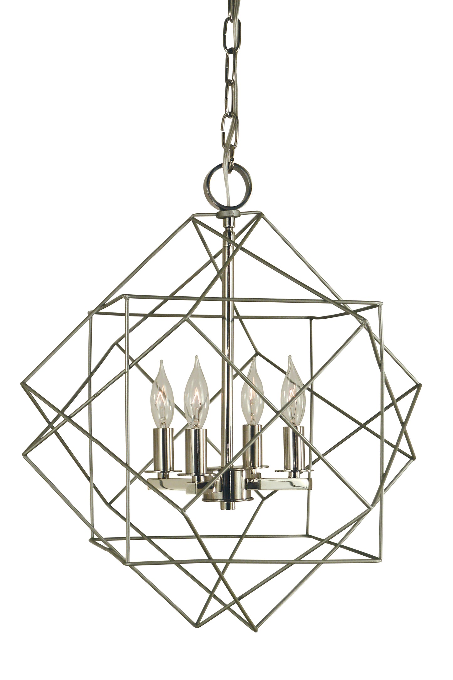 Framburg 4-Light Satin Pewter Polished Nickel Etoile Chandelier 4704-SP-PN