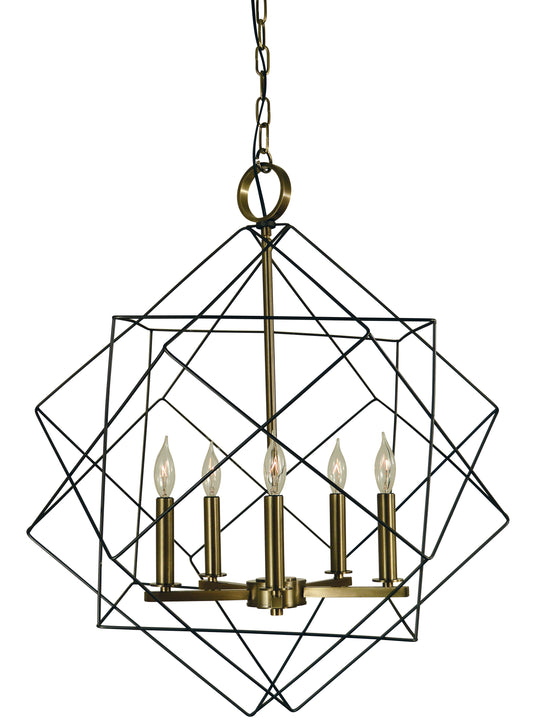 Framburg 5-Light Mahogany Bronze Antique Brass Etoile Chandelier 4705-MB-AB