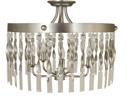 Framburg 5-Light Satin Pewter Polished Nickel Adele Semi-Flush 4713-SP-PN