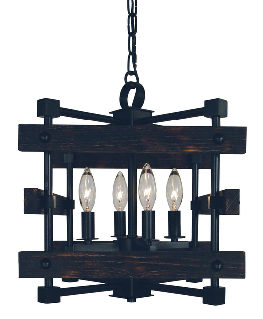 Framburg 4-Light Matte Black Rustic Chic Dual Mount Chandelier 5270-MBLACK