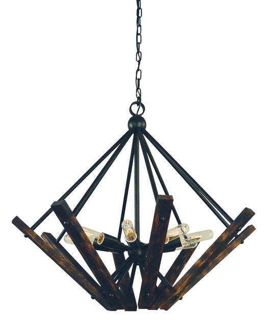 Framburg 8-Light Matte Black Rustic Chic Chandelier 5288-MBLACK