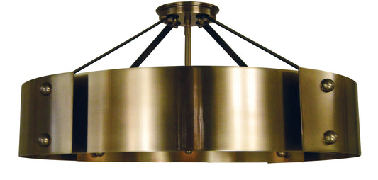 Framburg 8-Light Antique Brass Matte Black Lasalle Semi-Flush 5292-AB-MBLACK