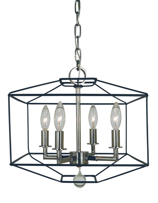 Framburg 4-Light Polished Nickel Matte Black Isabella Dual Mount Chandelier 5304-PN-MBLACK