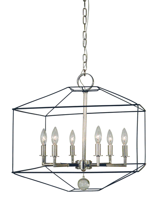 Framburg 6-Light Polished Nickel Matte Black Isabella Chandelier 5306-PN-MBLACK