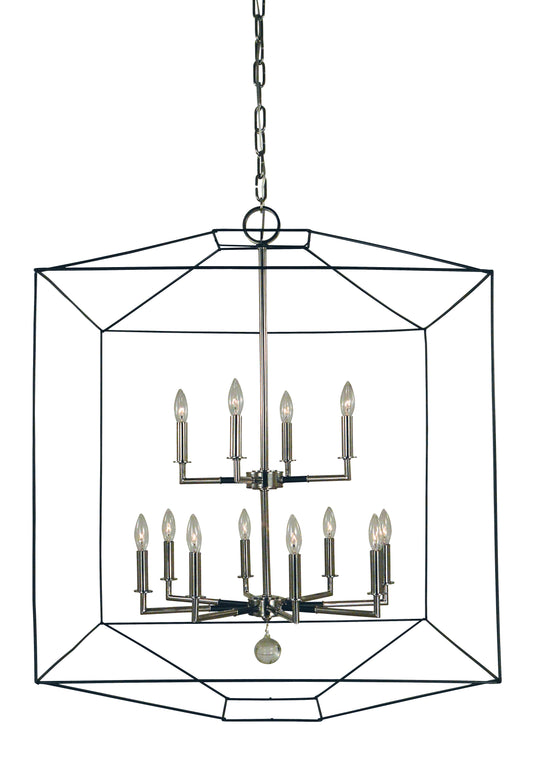 Framburg 12-Light Polished Nickel Matte Black Isabella Chandelier 5308-PN-MBLACK