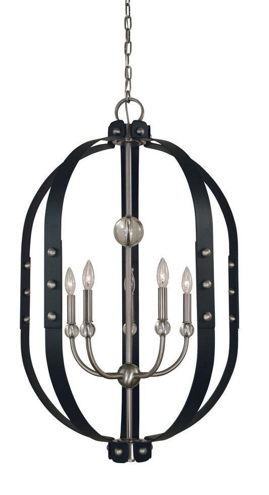 Framburg 5-Light Brushed Nickel Matte Black Urban Craftsman Chandelier 5315-BN-MBLACK