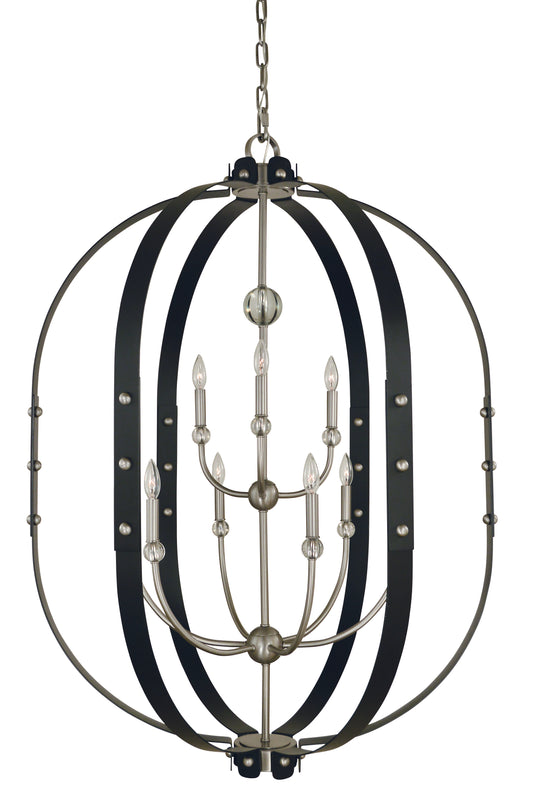 Framburg 5-Light Brushed Nickel Matte Black Urban Craftsman Chandelier 5319-BN-MBLACK