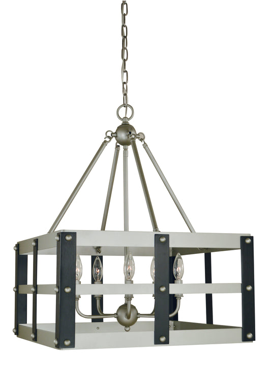 Framburg 5-Light Satin Pewter Matte Black Metro Artisan Dining Chandelier 5346-SP-MBLACK