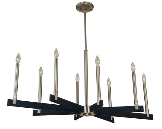 Framburg 8-Light Brushed Nickel Matte Black Jessica Dining Chandelier 5352-BN-MBLACK