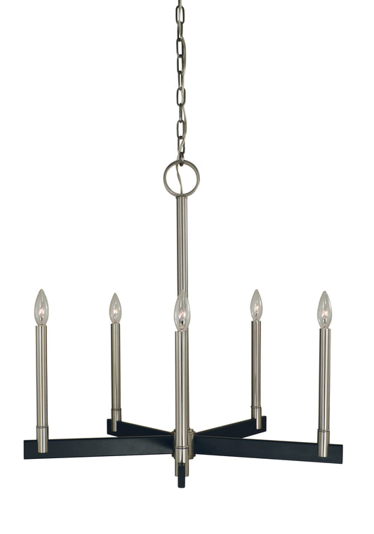 Framburg 5-Light Brushed Nickel Matte Black Jessica Dining Chandelier 5355-BN-MBLACK