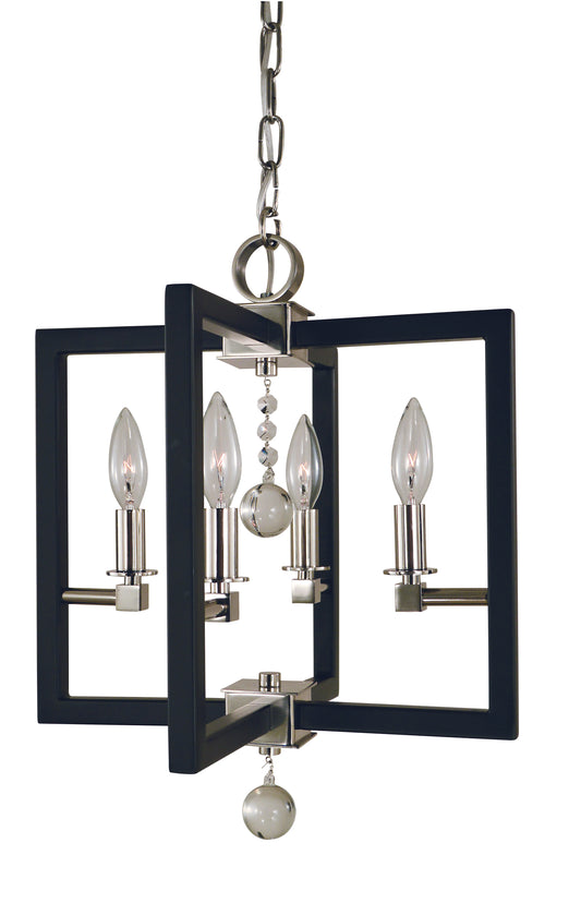 Framburg 4-Light Polished Nickel Matte Black Minimalist Elegant Dual Mount Chandelier 5362-PN-MBLACK