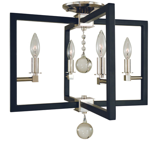 Framburg 4-Light Polished Nickel Matte Black Minimalist Elegant Flush Semi-Flush Mount 5363-PN-MBLACK