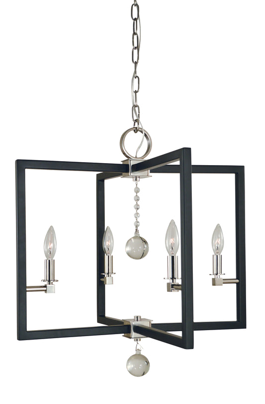 Framburg 4-Light Polished Nickel Matte Black Minimalist Elegant Dining Chandelier 5364-PN-MBLACK