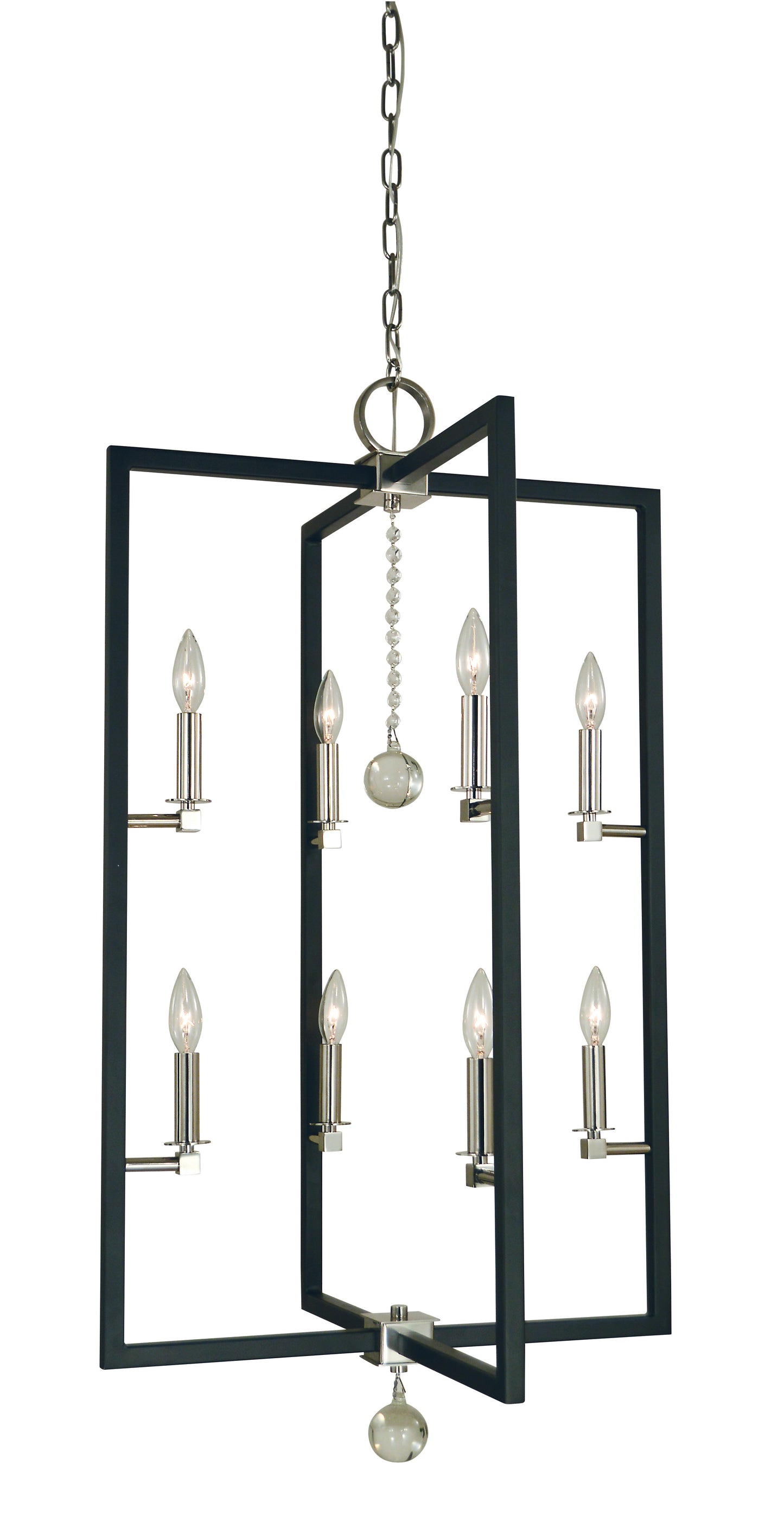 Framburg 8-Light Polished Nickel Matte Black Minimalist Elegant Foyer Chandelier 5368-PN-MBLACK