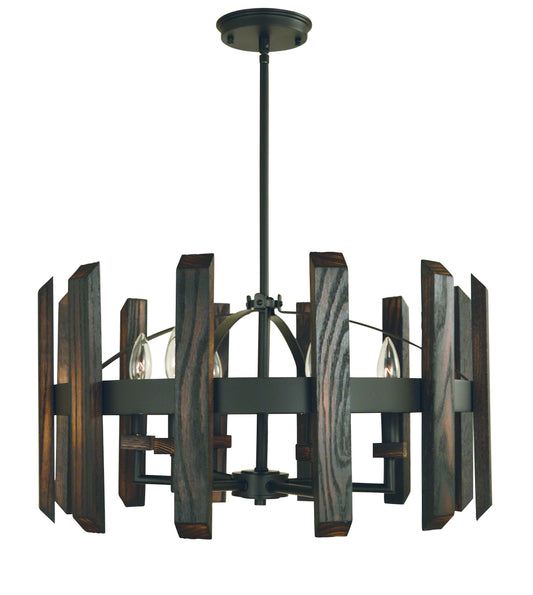 Framburg 6-Light Matte Black Modern Farmhouse Dining Chandelier 5375-MBLACK