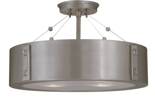 Framburg 4-Light Satin Pewter Polished Nickel Oracle Flush Semi-Flush Mount 5390-SP-PN