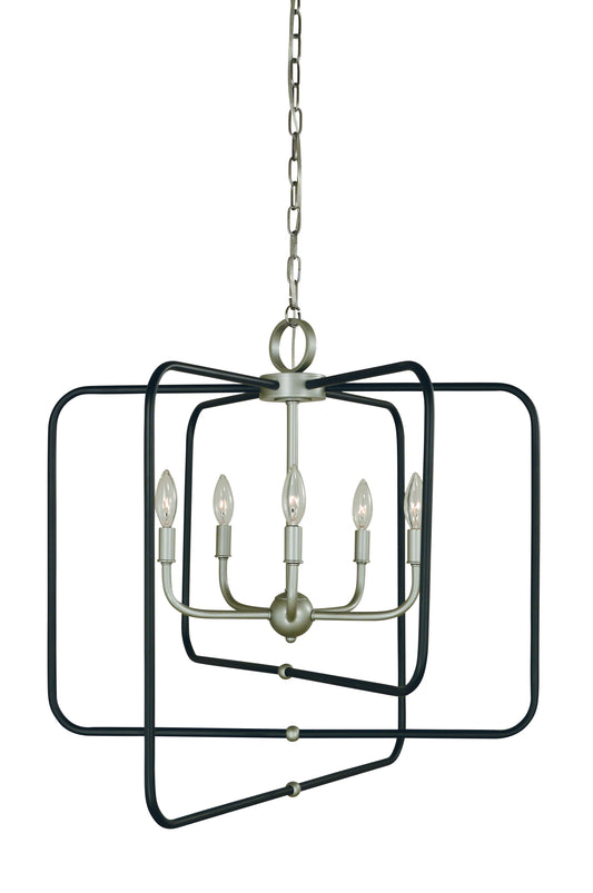 Framburg 5-Light Satin Pewter Matte Black Accents Montrose Chandelier 5425-SP-MBLACK