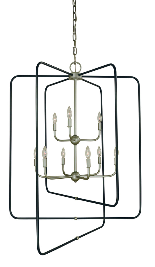 Framburg 9-Light Satin Pewter Matte Black Accents Montrose Foyer Chandelier 5429-SP-MBLACK