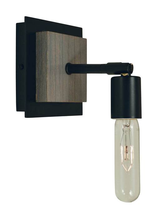 Framburg Matte Black Grey Oak Accents Loft Sconce 5437-MBLACK