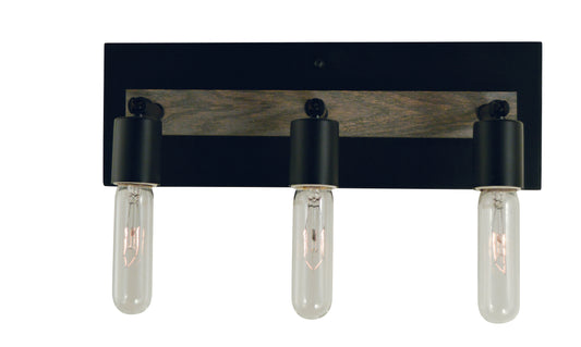 Framburg 3-Light Matte Black Grey Oak Accents Loft Sconce 5438-MBLACK