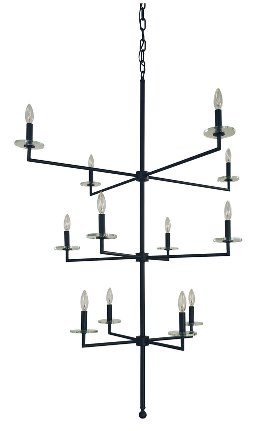 Framburg 12-Light Matte Black Muse Foyer Chandelier 5452-MBLACK