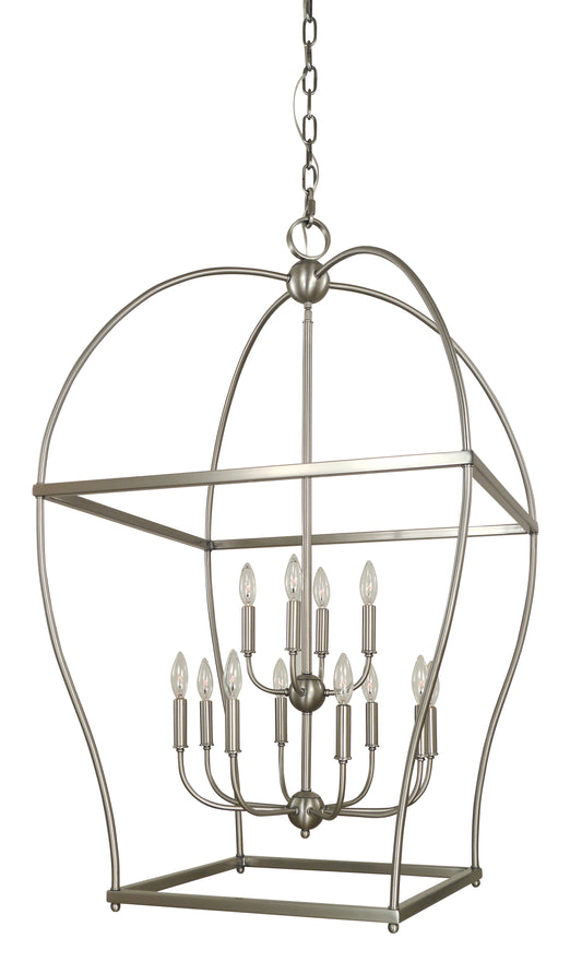 Framburg 12-Light Brushed Nickel Kenmare Foyer Chandelier 5472-BN