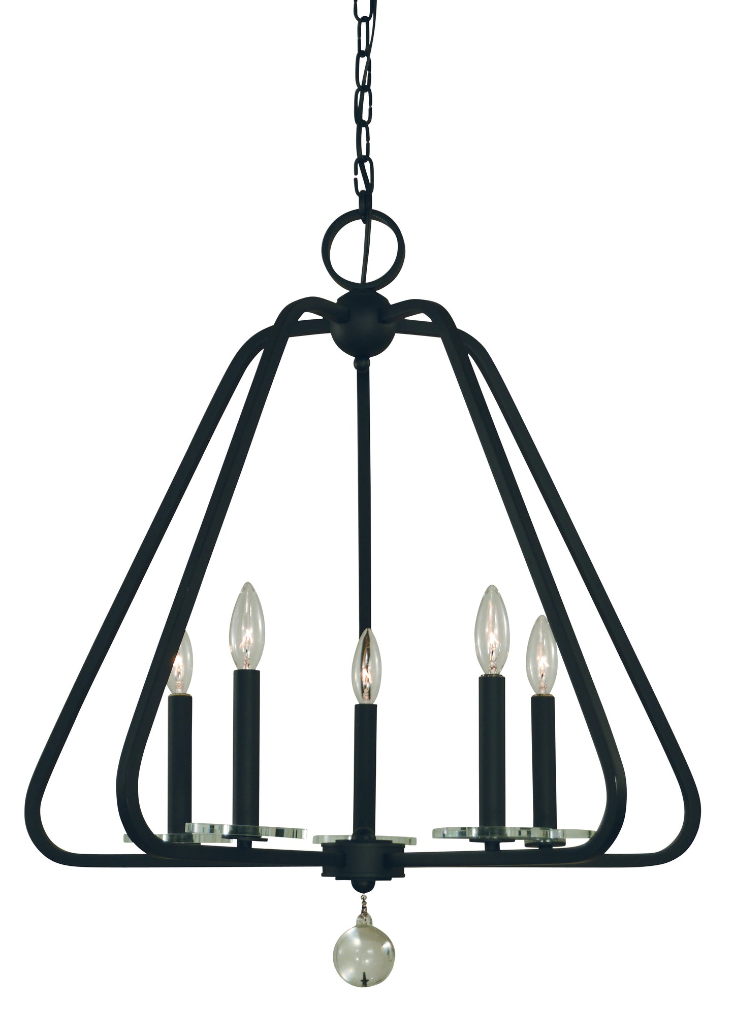 Framburg 5-Light Matte Black Triangulum Dining Chandelier 5515-MBLACK