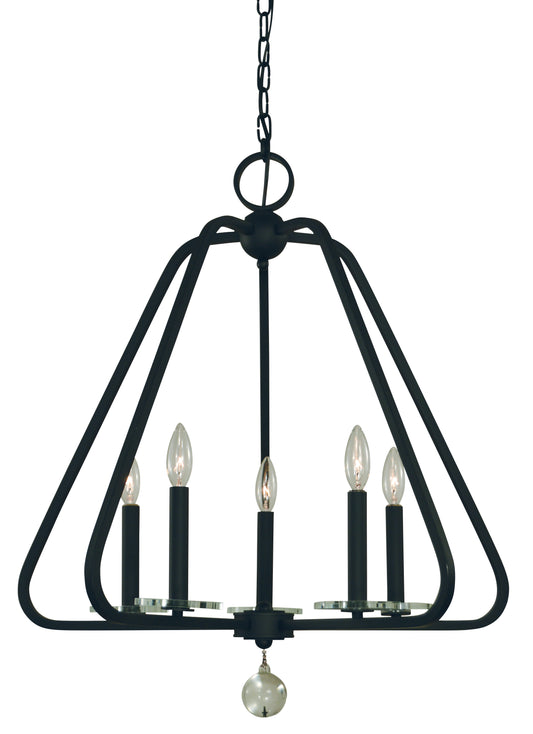 Framburg 5-Light Matte Black Triangulum Dining Chandelier 5515-MBLACK